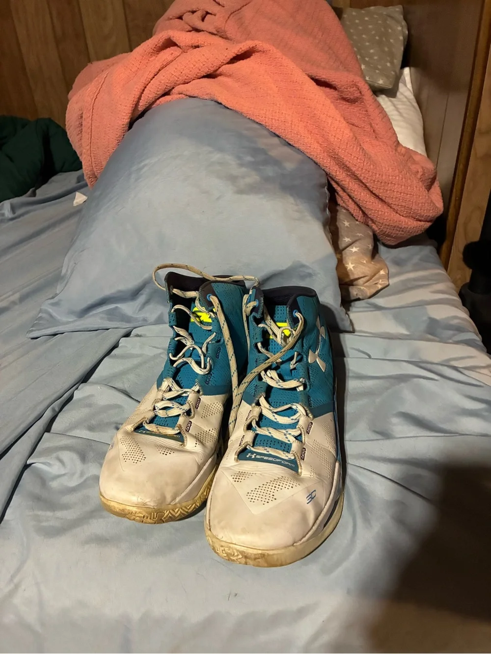 Under Armour Teal & White High-Top Basketball Shoes